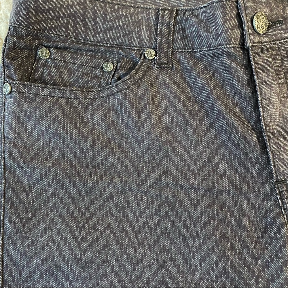 Prana Womens Kara Herringbone Pattern Gray Low Rise Pants Jeans Size 8 Skinny
